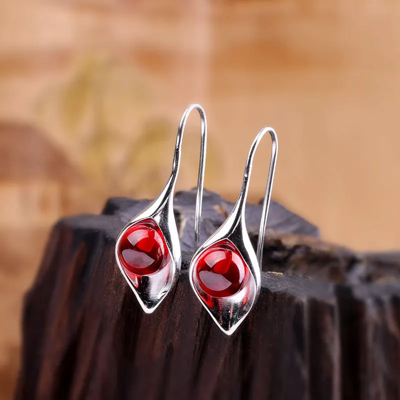

Earrings Silver 925 Natural Chalcedony Classic Simple Flowers Earrings For Women Ladies Fine Jewellery Zilveren Oorbellen