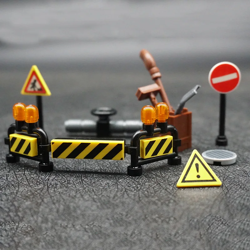 

New Building Blocks Military Traffic Army Weapon Fence Barriar Mini Rail City Police Military Accessory Bricks X332