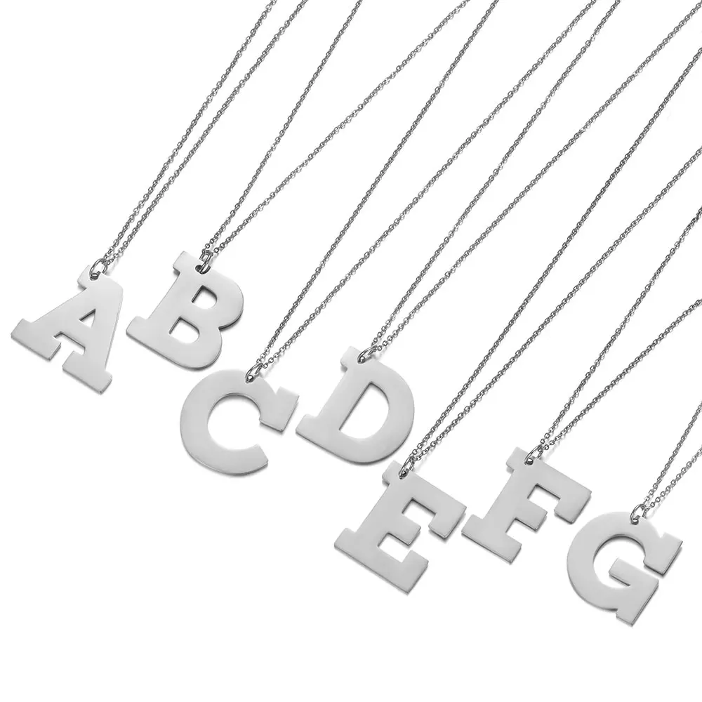 Ожерелье из нержавеющей стали с вырезами и алфавитом, DIY инициалы из A-Z, ожерелье с надписью, женское ювелирное изделие 40+ 5 см
