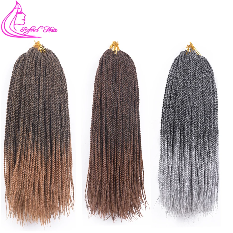 Утонченные волосы 14 18 22 дюймов 30 корней Сенегальские твист вязанные пряди Омбре Kanekalon Синтетические плетение волос для африканских кос