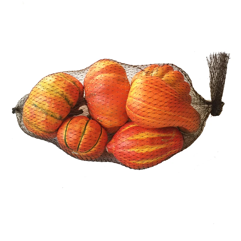 

6 pieces Orange Pumpkin set in a Mash Bag for Harvest and Thanksgiving Decoration