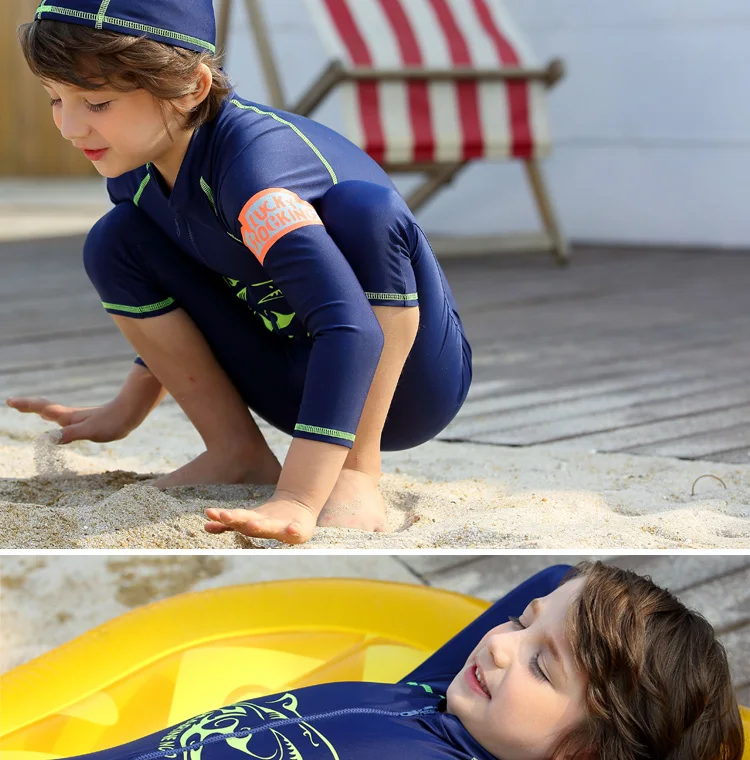 Vivo-biniya Фирменная Новинка Детский купальник пляж опрометчивого цельный рубашка защиты от солнца UPF50+ эластановый купальник для мальчиков детская одежда с длинными рукавами
