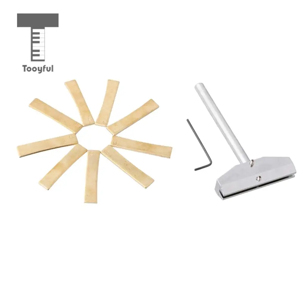 Guitar Repair Tool Set 9pcs Brass Fingerboard Fretboard Press Caul Insert+L Shaped Wrench