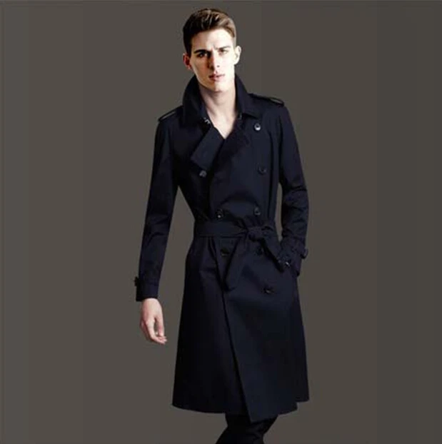 Сезон весна-осень мужские модный бренд двубортное тонкое шерстяное пальто длинный Тренч Дизайн Мужской Тренч размера плюс плащ Одежда