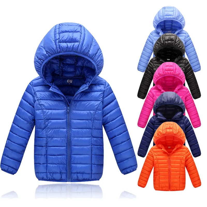 

New models Hooded Down Solid Boy Jacket Coat Cotton Padded Girls Winter Warm Outdoor Children's Clothing Kid Heavy 2018