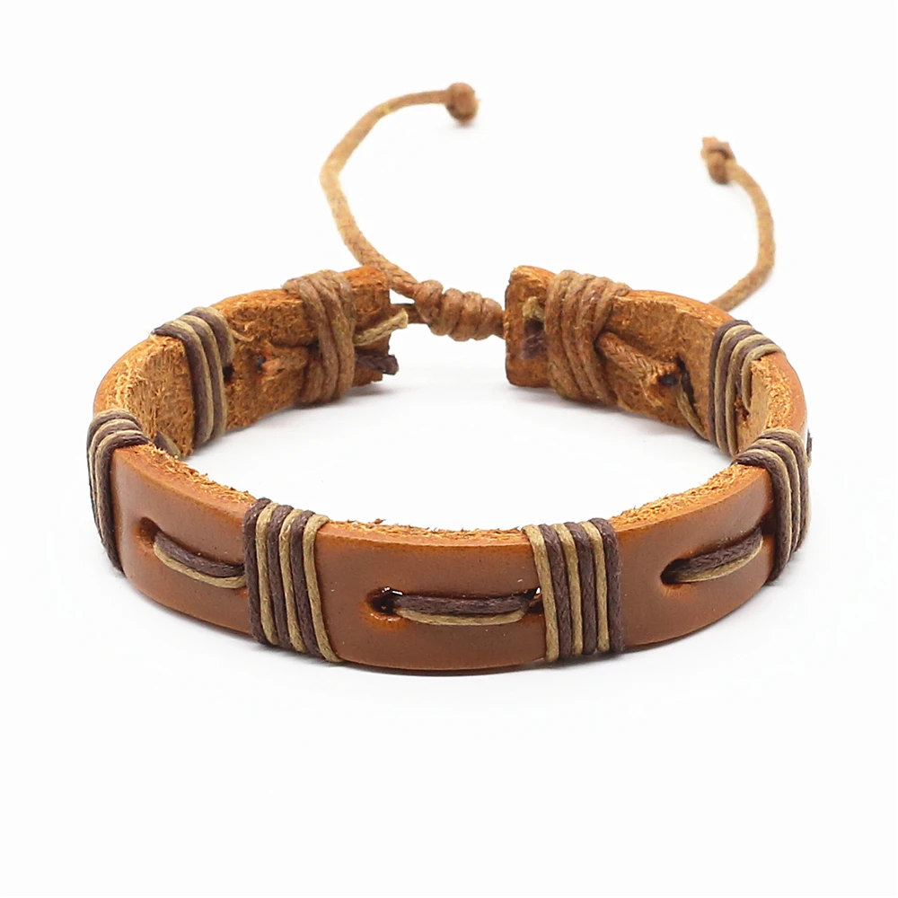 Винтажный плетеный браслет ручной работы для женщин и мужчин, модные ювелирные украшения из натуральной кожи