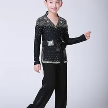 Детский бальный костюм для латинских танцев для мальчиков, Детская блестящая рубашка с блестками для латинских танцев, Румба Самба, одежда для латинских танцев, одежда для соревнований