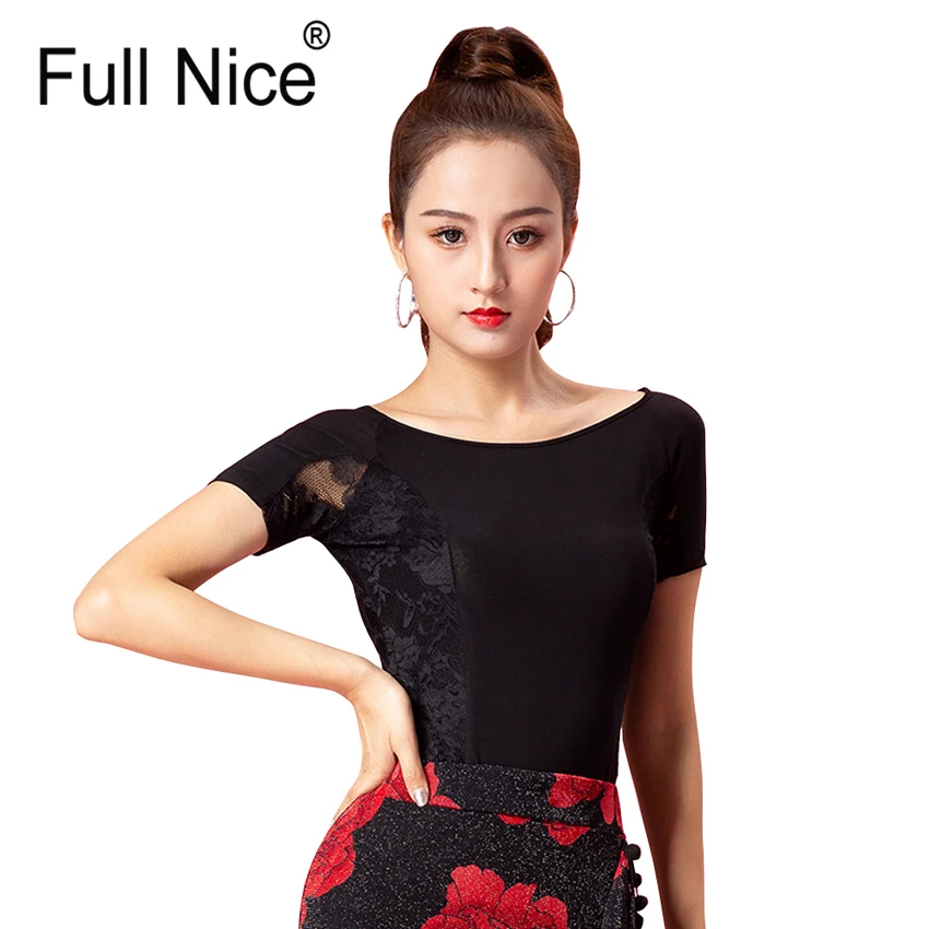 

Latin Dance Tops Ballroom Dance Salsa Cha cha Rumba Practise T Shirt Dancewear tops Costumes for women/female/girl dancer modern