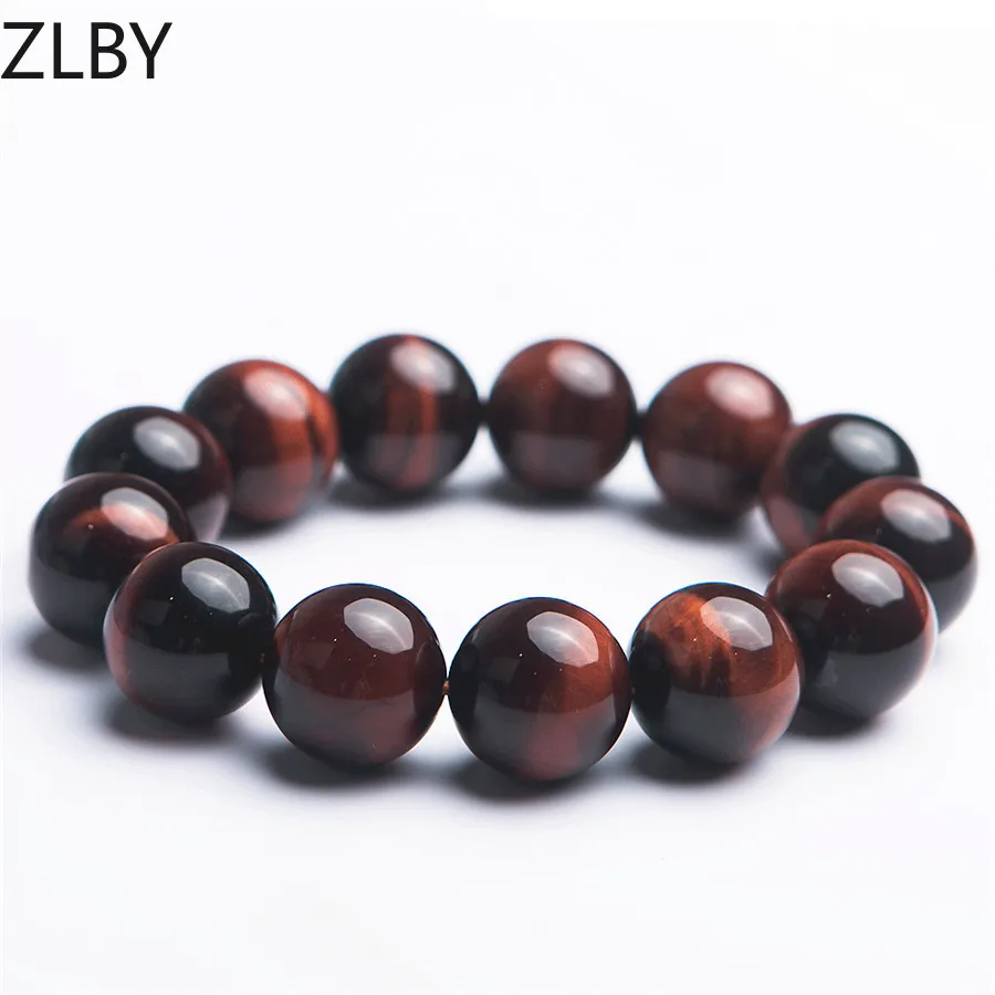 

Genuine 18mm Natural Red Tiger Eye Gems Stone Crystal Big Round Bead Stretch Powerful Bracelets For Women Men