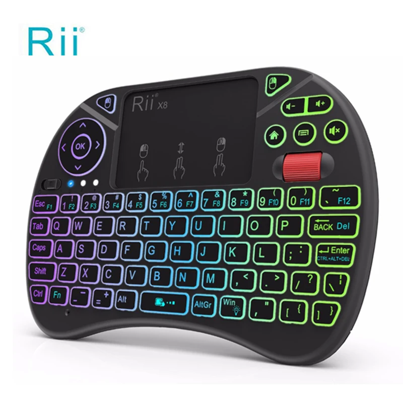 

Original Rii I8x x8 RGB Backlit Wireless Keyboard 2.4G Fly Air Mouse Handheld Touchpad I8 Gaming keyboards for Android Tv box