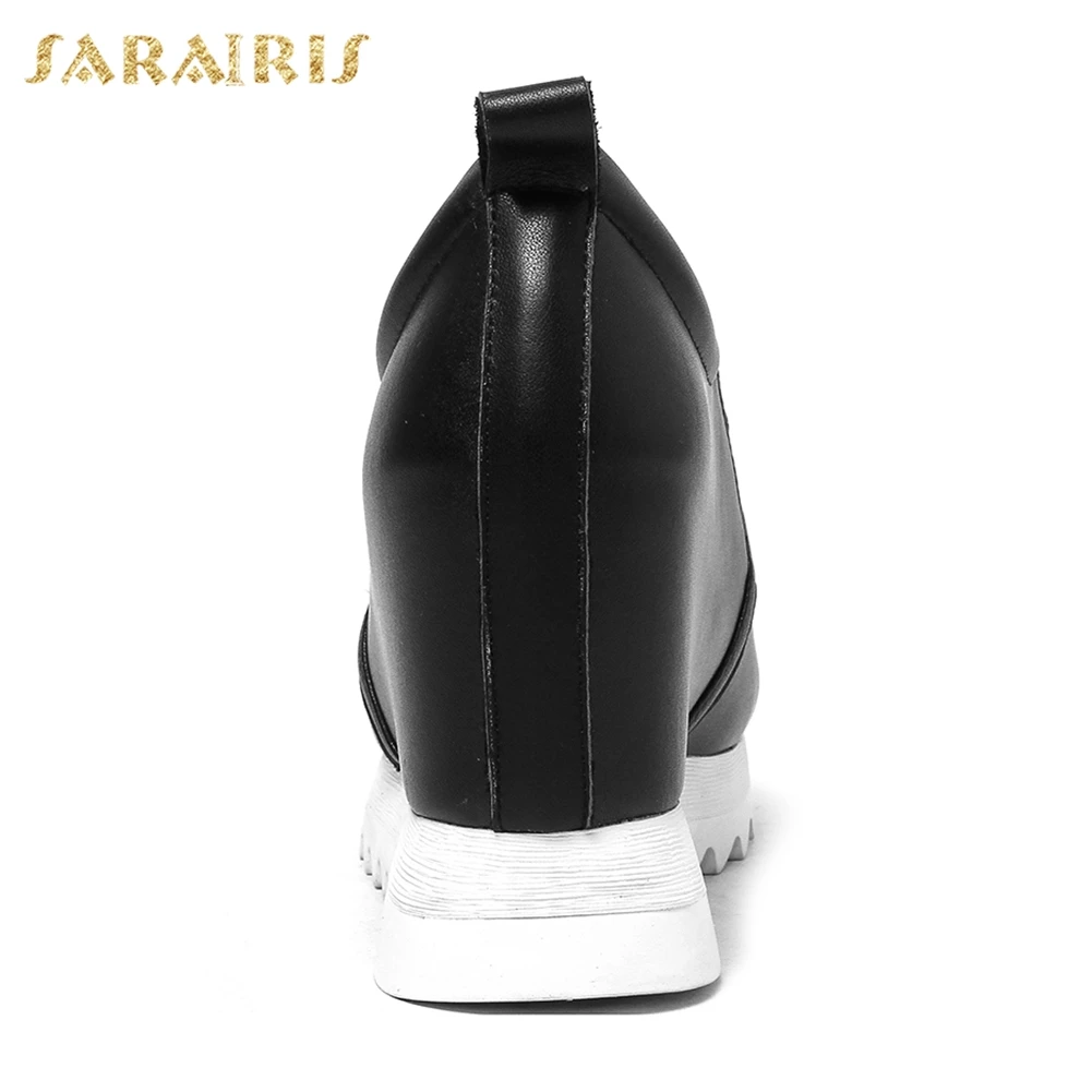 Talon Sneaker Taille Plus 2018 Vache Augmentation Gros 40 Chaussures En Femme Plate 32 Cuir blanc forme Casual Noir Vulcaniser Sarairis Bq4cTnxwZq