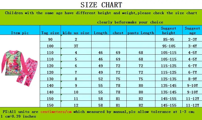 Новое, «тролли» комплект пижамы для девочек весна мультфильм хлопок Костюмы Набор для рубашка для девочек с длинным рукавом+ брюки 2 шт. костюм детская одежда