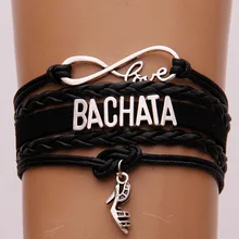10 шт./партия) Бесконечная любовь браслет BACHATA Высокая подвеска каблуки браслеты и браслеты для женщин и мужчин замша оплетка кожа ювелирные изделия 5 цветов