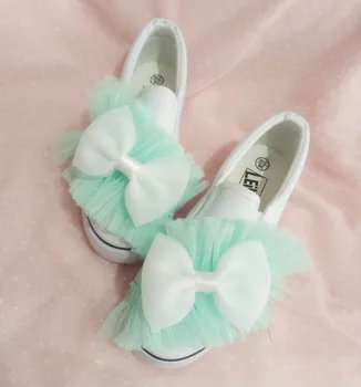 

New sweet pink mesh layer canvas shoes thick hand handmade custom bow shoes