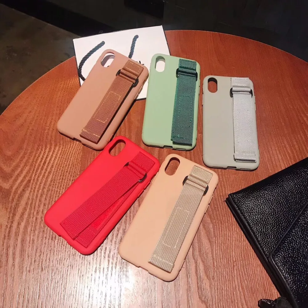 

Zxtrby Candy Color Wristband Phone Case for iPhone X XS XR XSMax Anti-knock Shockproof Case for iPhone 6 6s 7 8 Plus Cover Coque