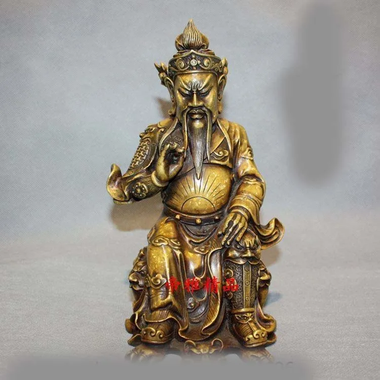 

China Bronze Copper Gild Warrior Sit Guan Yu Guan Gong Buddha Statue Sculpture