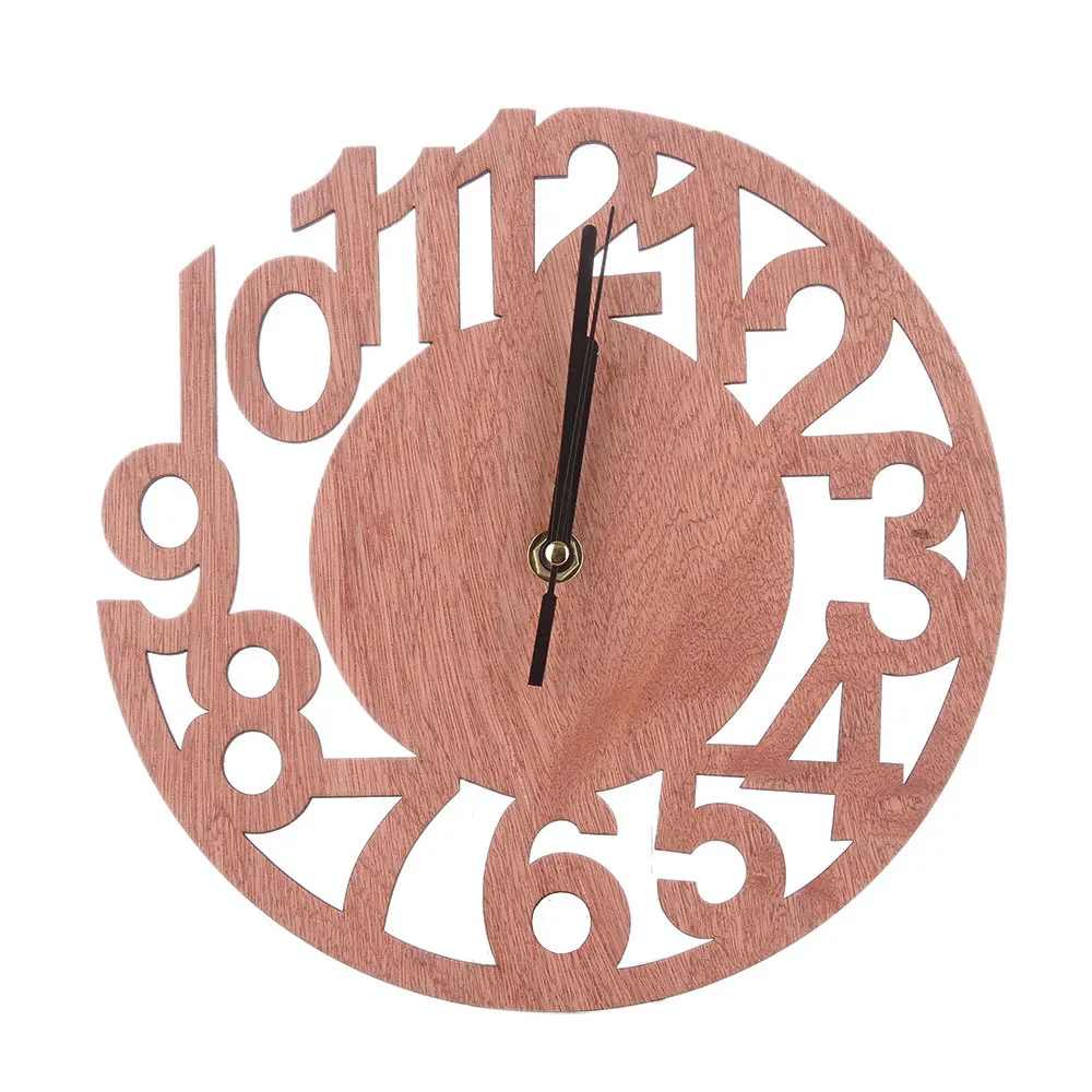 

Nordic Wall Clock Hanging Clock Wooden 23cm Home Decor Wall Decal Round 3D Mural Background Clock Bedroom Office Creative