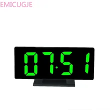 USB кабель цифровой будильник настольные часы короткие светодиодный зеркальные часы Многофункциональный Повтор времени дисплей ночной Светильник lcd Рабочий стол