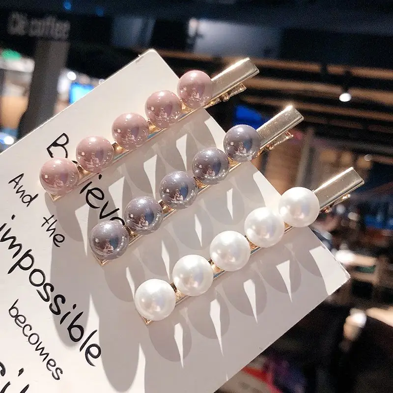 

1PC Imitiation Pearl Flowers hair clips for women full pearls hairclip metal Metal Ponytail holder Hairpins BB Hairgrip Girls