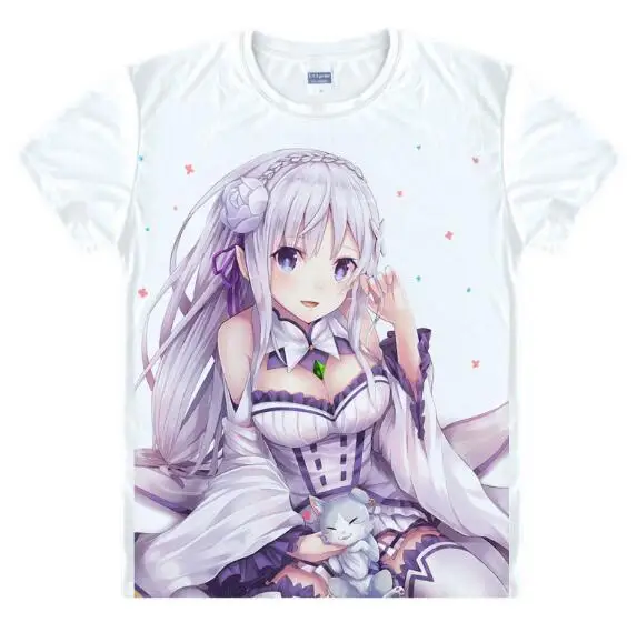 Много стилей для мужчин и женщин Re: Zero kara Hajimeru Isekai Seikatsu футболка аниме Emilia Rem