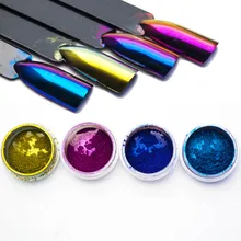 4 цвета пудра Хамелеон зеркальные блестки хром пигмент Единорог лак для ногтей порошок пигмент инструменты для украшения SF2015