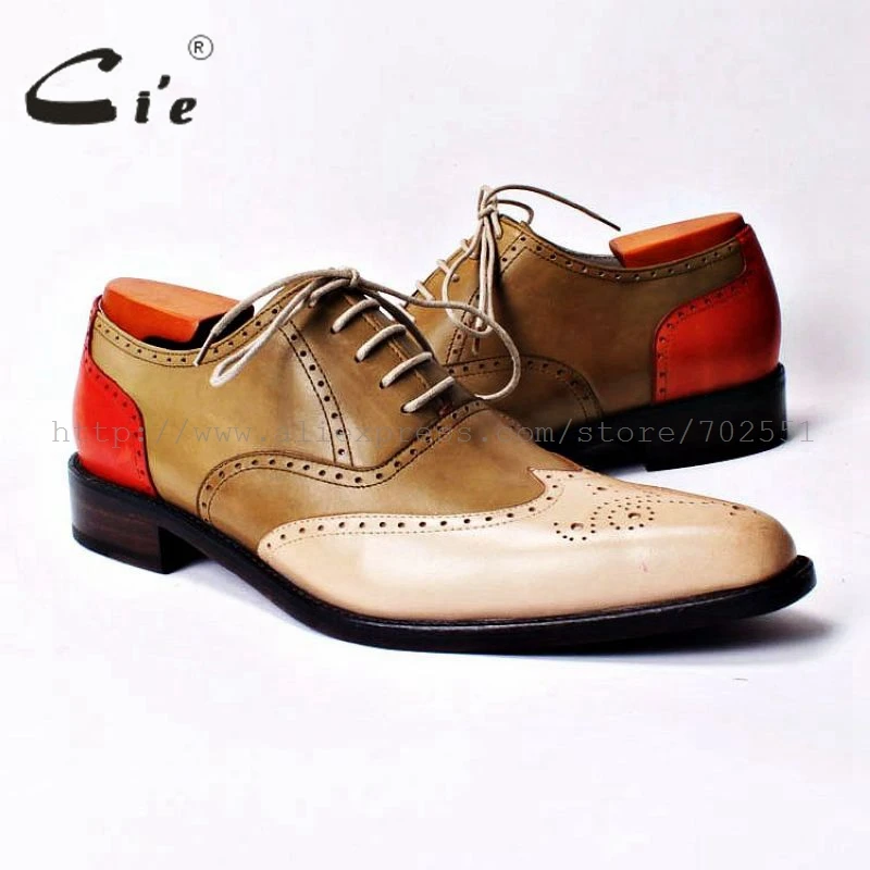 cie bespoke handmade custom full brogues hand-painted pure genuine calf leather outsole men's casual oxford mixed colors OX307