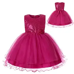 Высококачественные блестки платье принцессы для маленьких девочек элегантное цветочное бальное платье свадебное платье для дня рождения