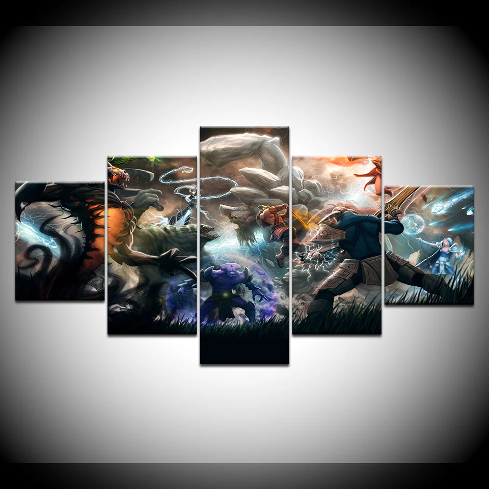  5 pieces canvas print poster wall decoration wall photo print modern Game DOTA Character oil painti