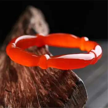 

Jiejiegao. Ice red agate chalcedony bracelet bracelet jade bamboo style Shi Shangyu lady gift