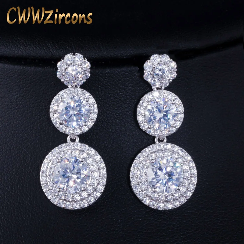 

CWWZircons Sparkling Cubic Zirconia Round Drop Earring CZ132