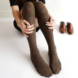 2018 осенне-зимняя одежда из шерсти смешанные носки Длинные теплые носки Turn Up Rib в горошек зимний сапог для Для женщин девушки леди Calcetines Mujer