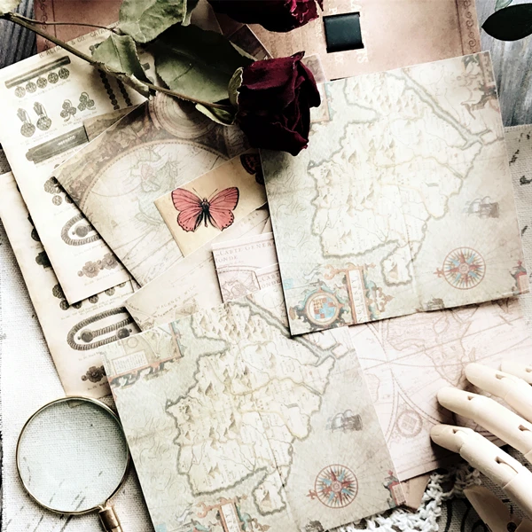 

12pcs/set Vintage english letters Old map retro Writing paper material Decorative Sticker DIY Scrapbooking Diary Sticker Escolar
