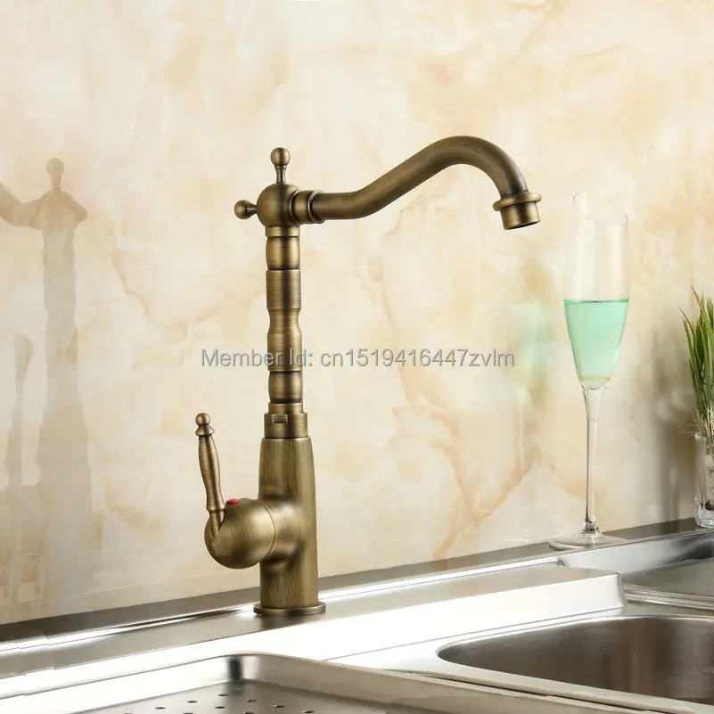  Antique Brass Faucet Kitchen Sink Mixer Swivel Spout Bathroom Basin Tap torneira Deck Mounted grifo - 32741583259