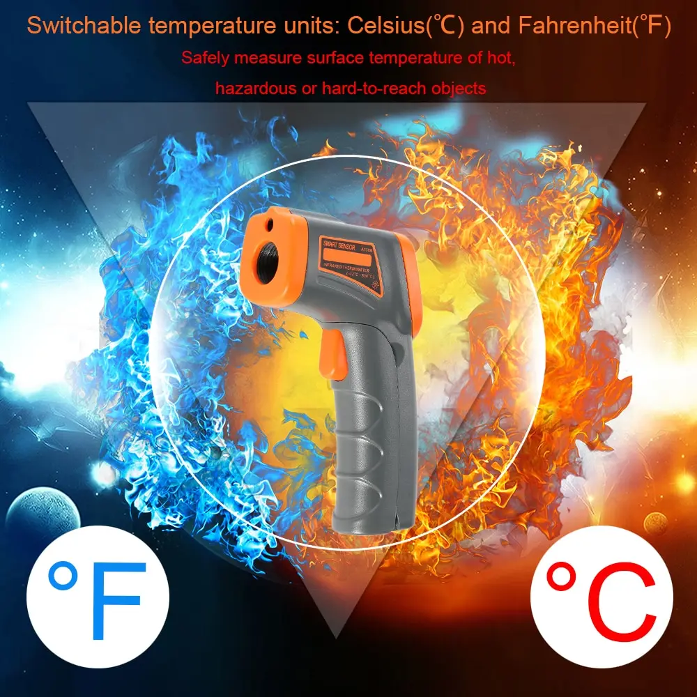 -32-380C Digital Infrared thermometer LCD temperature gauge meter Non-contact Pyrometer+Backlight Centigrade Fahrenhei -32-380C Digital Infrared thermometer LCD temperature gauge meter Non-contact Pyrometer+Backlight Centigrade Fahrenhei
