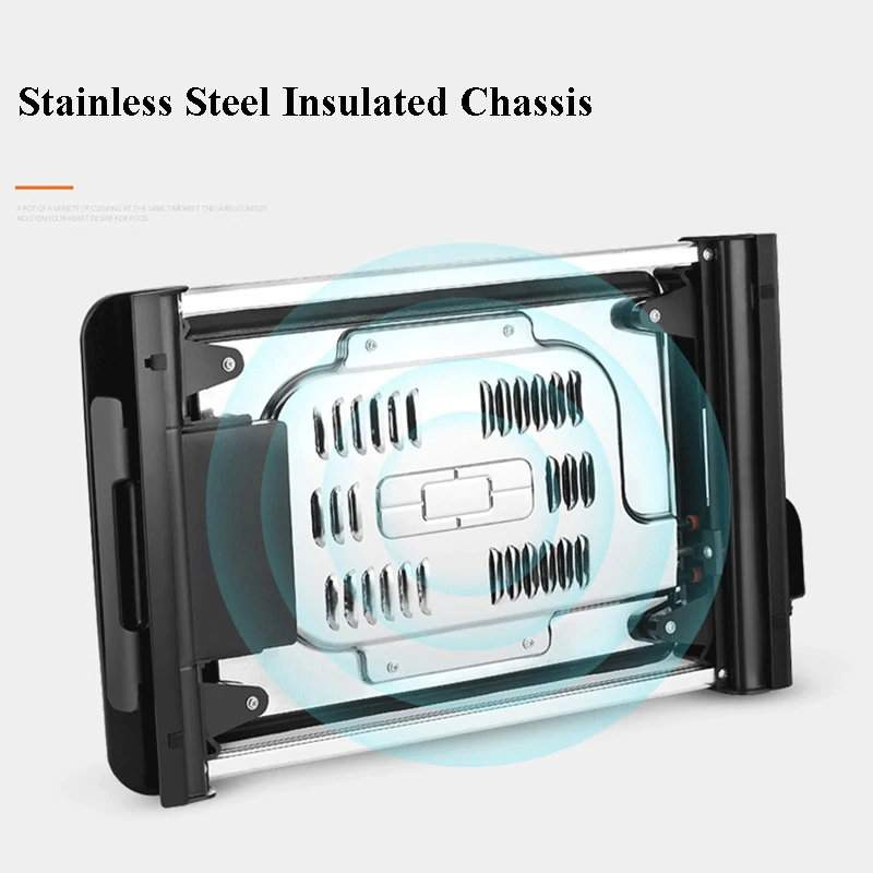 Домашнее многофункциональное блюдо для барбекю, бездымный антипригарный Электрический гриль для барбекю, волнистая плита 1800 Вт, электрическая настольная сковорода