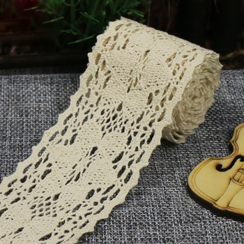 

5cm High Quality beige Lace Trim ribbon For Sewing crafts bag decoration lace handmade accessories DIY