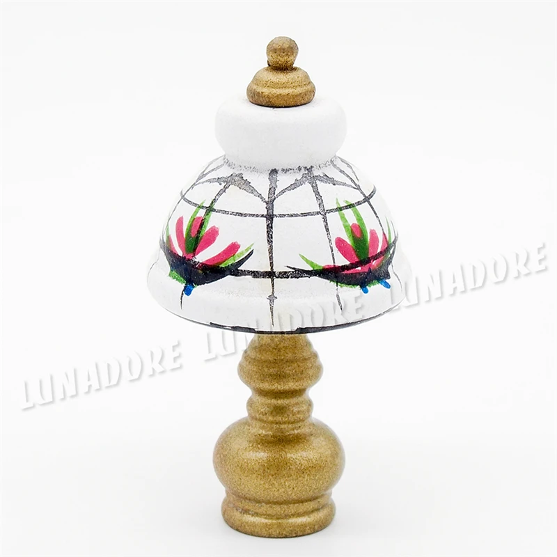 Odoria 112 Miniature Table Lamp Reading Lamp White and Golden
