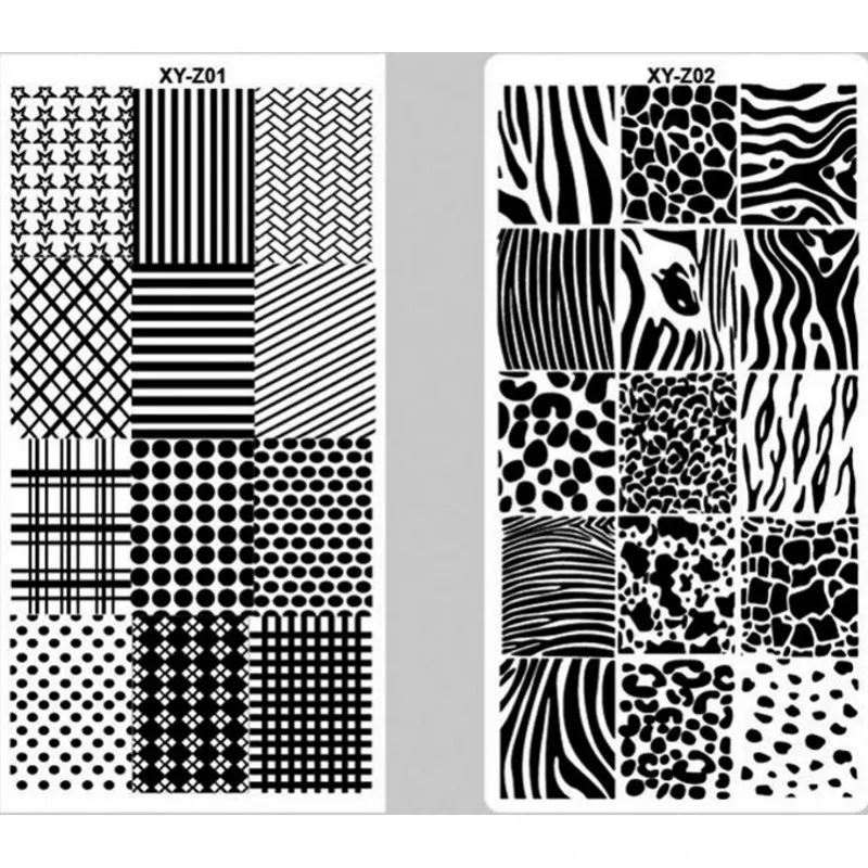 

1Pcs Nail Stamping Plate Geometric Theme - Grid Stripe Shape Splice Image Plate Nail Art Design Stamping Manicure Template 0102