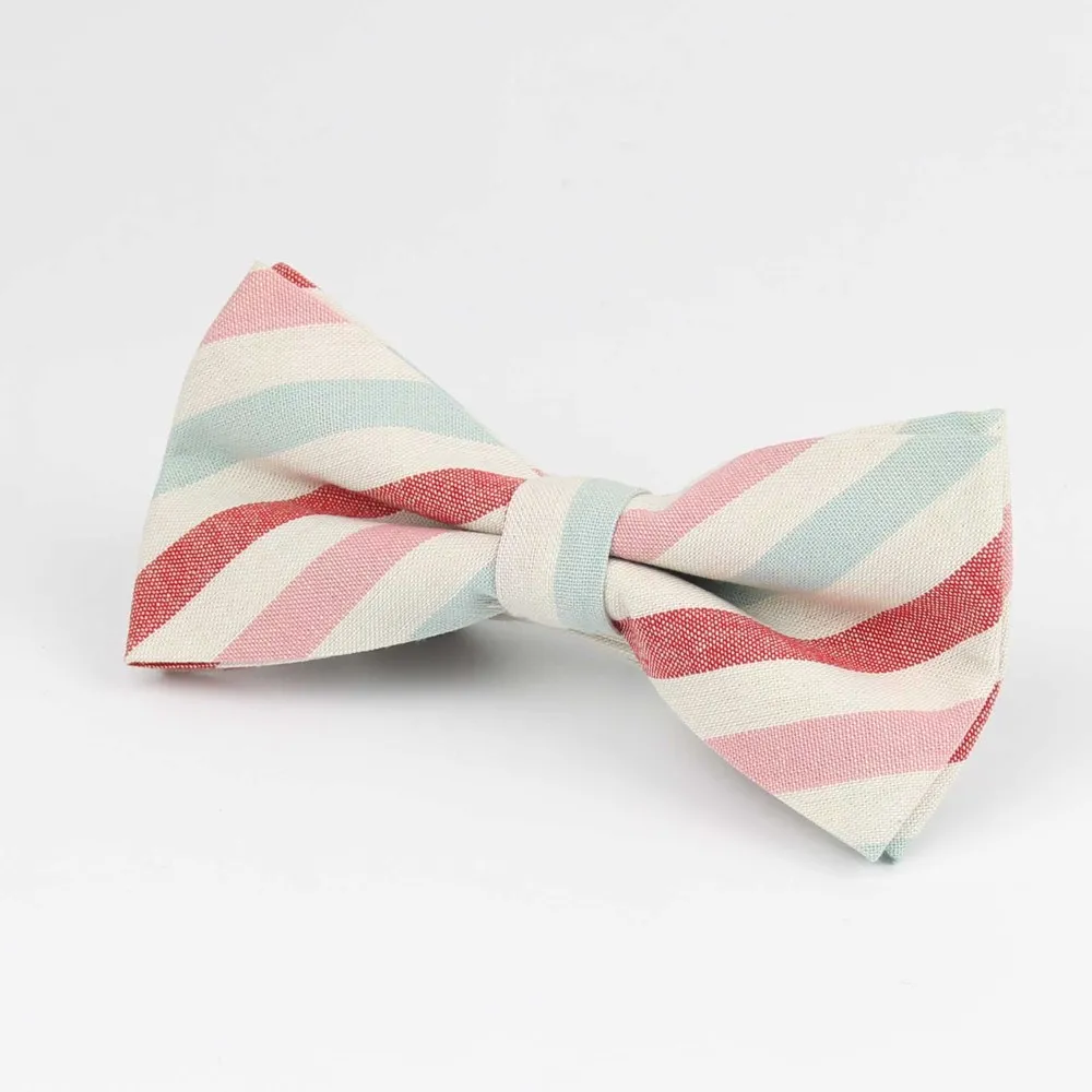Превосходный мужской модный галстук-бабочка из искусственного хлопка в полоску с радужной бабочкой - Цвет: 1