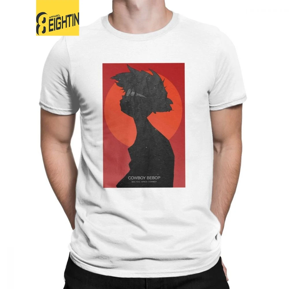 

Men T-Shirts Cowboy Bebop T Shirt Funny Cotton Tees Short Sleeve Space Anime Spike Japanese Manga Jet Faye Tops Plus Size