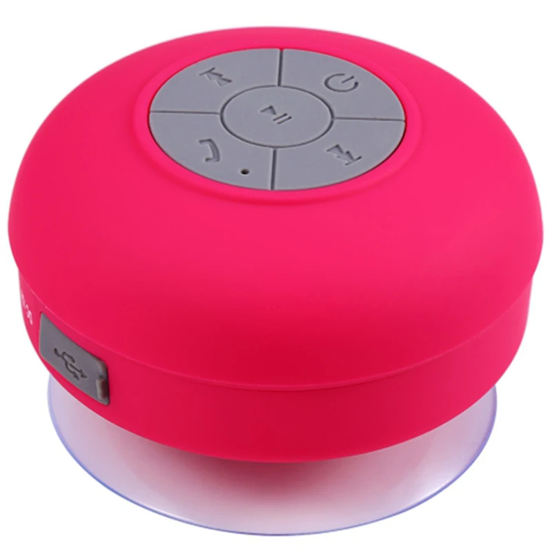 Портативный мини Bluetooth Динамик Hands Free водонепроницаемые беспроводные динамики для ванной комнаты Душ сабвуфер музыка громкий динамик - Цвет: Rose Red
