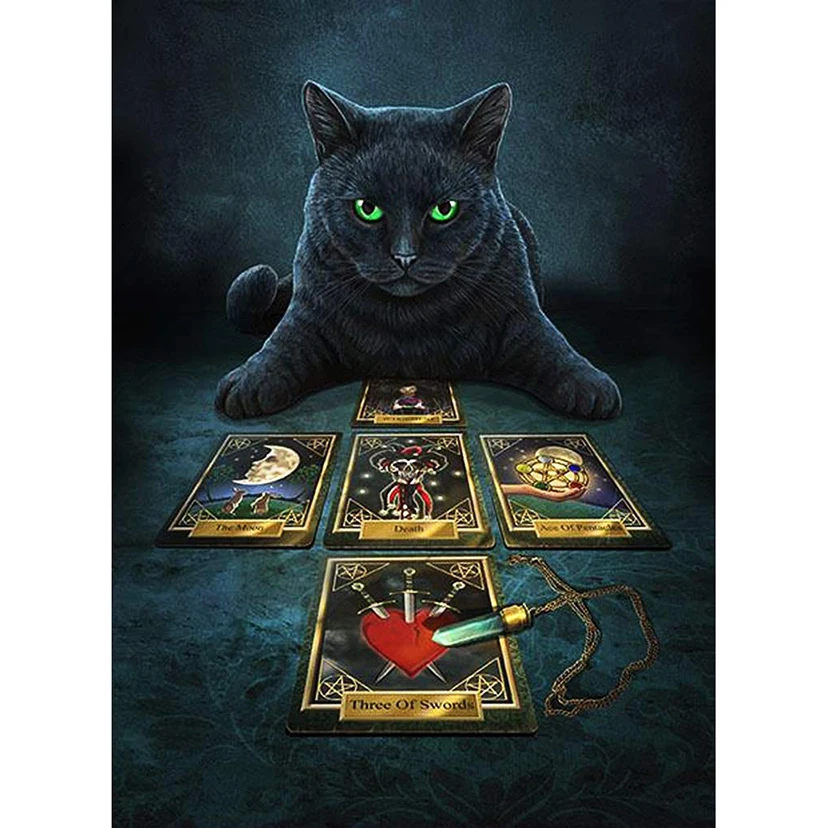 

3d diy full diamond painting cat and tarot card embroidery kits crystal rhinestone picture diamond mosaic Home Decor WG927