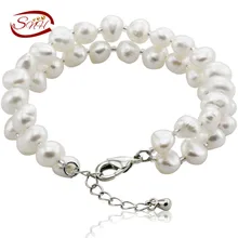 SNH 2015 Real Pearl Bracelet Baroque Natural Freshwater Pearl Bracelet for Woman