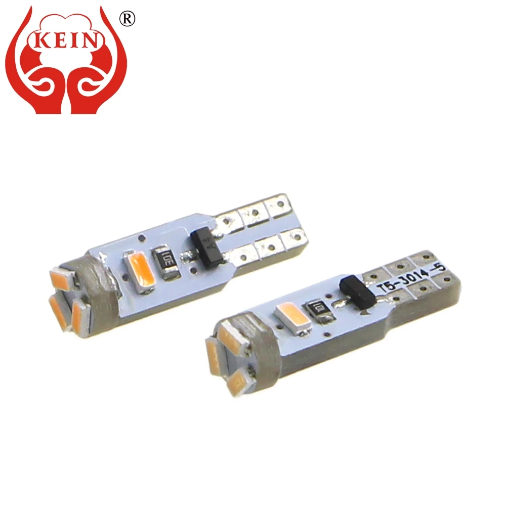 

KEIN 100PCS T5 W3W LED 3014 5SMD Nonpolarity led Car Auto Dashboard warning indicator Instrument Wedge Light Lamp Bulb 12V white