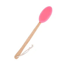 Щетка для ванной деревянная ручка, силикон, прочная мягкая щетка для душа для взрослых мужчин и женщин