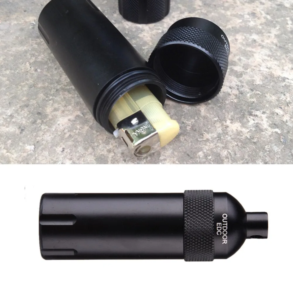 Outdoor Survival Metal Waterproof Tank Aluminum Seal Bottle Emergency First Aid Capsule Pill Container Keychain EDC Gear Tool