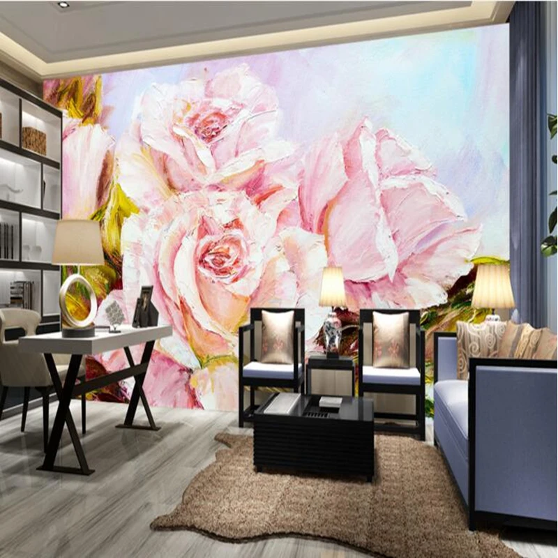 Us 23 03 46 Off High Quality Wallpapers Rose Wallpaper Hand Painted Rose Living Room Wall Murals Tv Room Furniture Wallpaper Design For Bedroom In