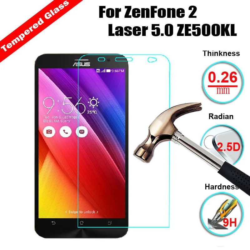 

Premium Tempered Glass Screen Protector Scratch-Resistant Anti-Shatter LCD Guard Film For Asus Zenfone 2 Laser ZE500KL 5.0
