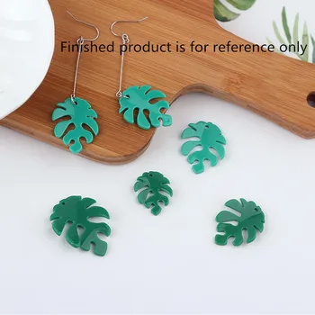 

New style 50pcs/lot green color cartoon leaves shape fashion resin beads fit earrings pendant accessory Diy jewelry making