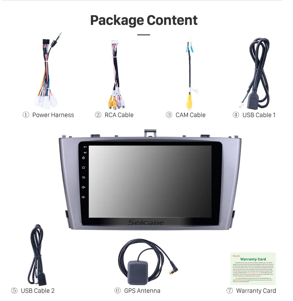 Perfect Seicane Car GPS Multimedia Player Radio For 2009 2010 2011 2012 2013 Toyota AVENSIS 9 Inch 8-core Android 8.1 2Din Head Unit 18